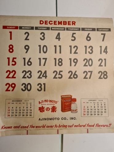 CALENDÁRIO PUBLICIDADE COMPANHIA AMERICANA/JAPONESA 1957