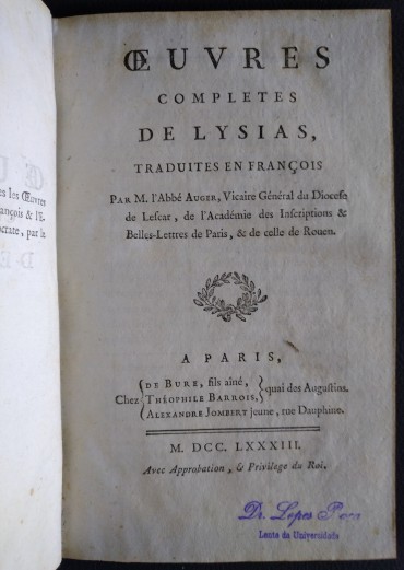 OUVRES COMPLETES DE LYSIAS