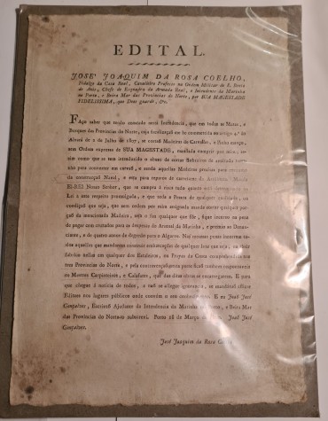 EDITAL SOBRE MADEIRAS -1820
