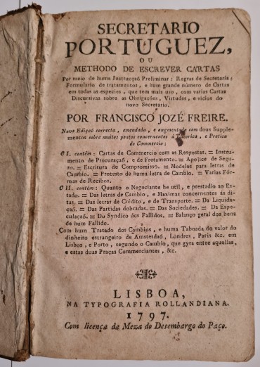 SECRETÁRIO PORTUGUEZ OU O METHODO DE ESCREVER CARTAS 1797