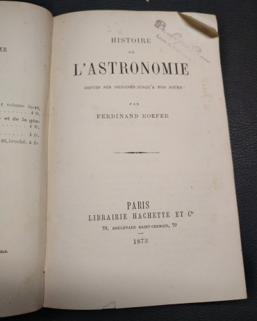 HISTOIRE DE L'ASTRONOMIE