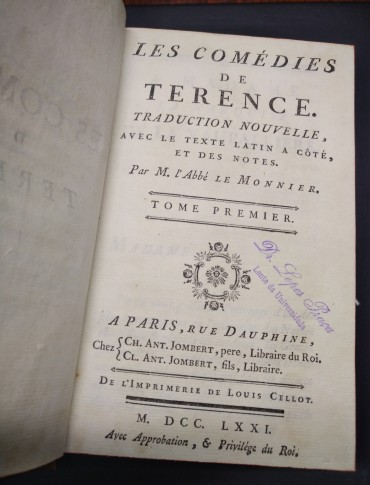 LES COMÉDIES DE TERENCE - 3 TOMOS