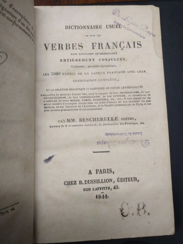 DICTIONNAIRE USUEL DE TOUS LES VERBES FRANÇAIS - 2 TOMOS (A a Z)