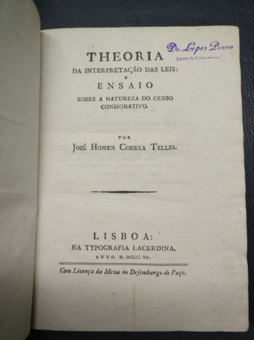 THEORIA DA INTERPRETAÇÃO DAS LEIS E ENSAIO SOBRE A NATUREZA DO CENSO COGNITIVO