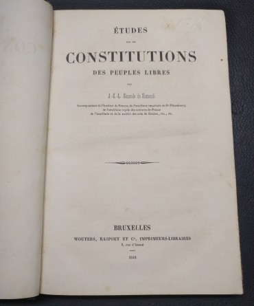 ÉTUDES SUR LES CONSTITUTIONS DES PEUPLES LIBRES