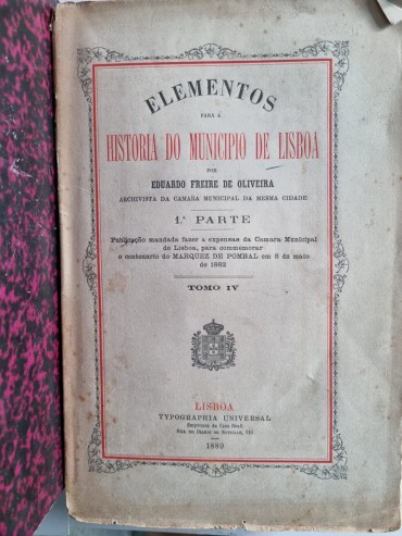 ELEMENTOS PARA A HISTÓRIA DO MUNICIPIO DE LISBOA