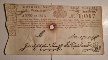 BILHETE DA REAL CASA PIA - 1831