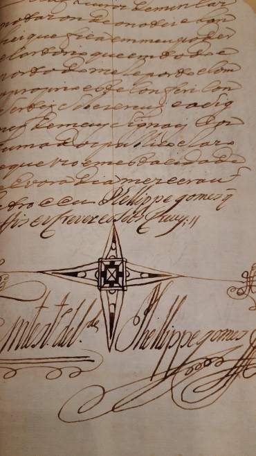 Manuscrito sobre papel, 4 bifólios cosidos, assinado, com sinal publico