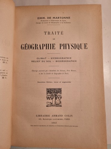 TRAITÉ DE GÉOGRAPHIE PHYSIQUE 