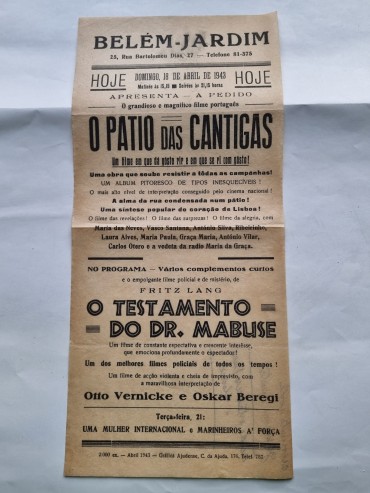 CARTAZ FILME “O PATIO DAS CANTIGAS” E FILME DE FRITZ LANG 1943