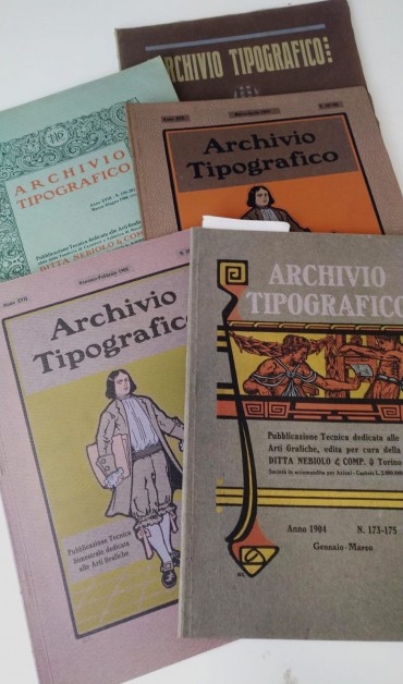 6 Revistas “Archivio Tipográfico” s/ arte gráfica Italiana período Arte Nova Anos de 1904,1905 (2),1906,7 e 10  