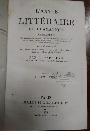 L'ANNÉE LITTÉRAIRE ET DRAMATIQUE