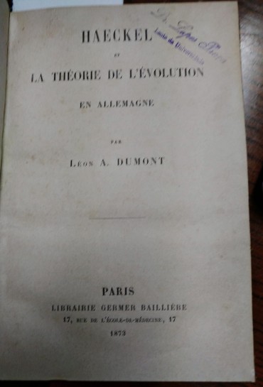 HAECKEL ET LA THEORIE DE L'EVOLUTION EN ALLEMAGNE