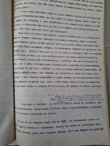 MANUSCRITO LIVRO “O PADRE CRUZ NOTAS BIOGRÁFICAS”