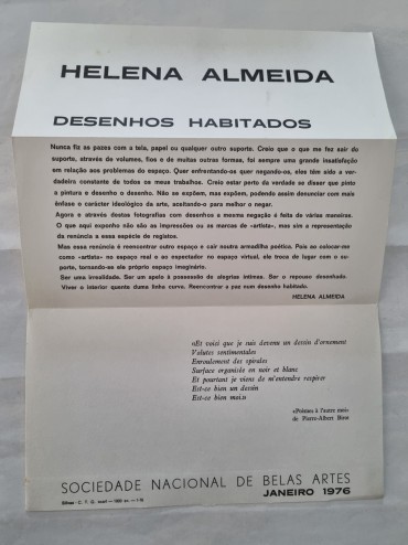 CATÁLOGO/CARTAZ  HELENA ALMEIDA 1976