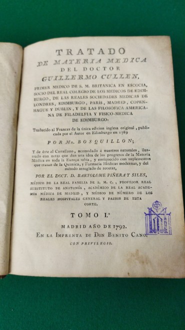 Tratado de Materia Medica del Doctor Guillermo Cullen