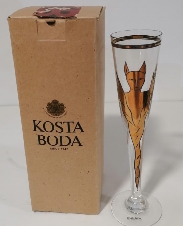 Flute de champanhe - Ulrica Hydman-Vallien – Glass from Kosta Boda Ulrica Hydman-Vallien (1938–2018)