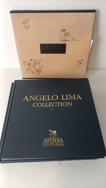 Livro do leilão da Coleção Ângelo Lima e 1 livro com selos do Royal Mail Special 1988