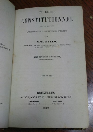 DU RÉGIME CONSTITUTIONNEL