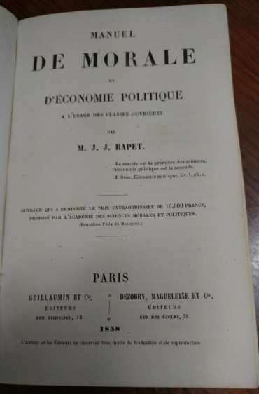 MANUEL DE MORALE ET D'ÉCONOMIE POLITIQUE