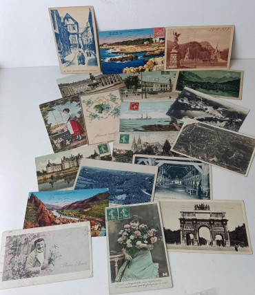 19 postais franceses todos circulados principio séc. XX