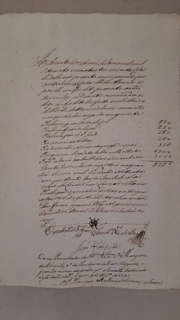 Manuscrito de uma (1) Folha com do Ano de 1793