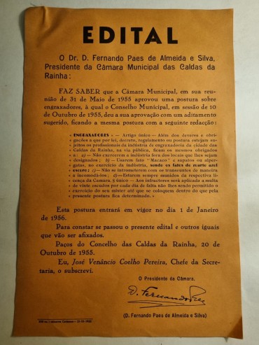 CALDAS DA RAINHA - EDITAL ENGRAXADORES – 1955