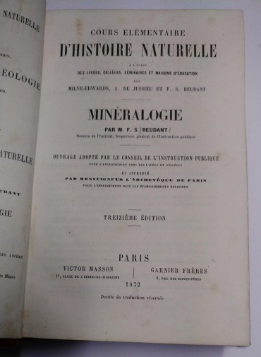 COURS ÉLÉMENTAIRE D'HISTOIRE NATURELLE