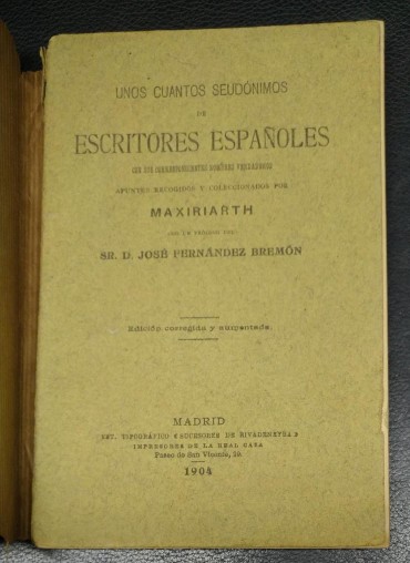 UNOS CUANTOS SEUDÓNIMOS DE ESCRITORES ESPAÑOLES