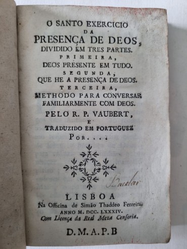 O SANTO EXERCICIO DA PRESENÇA DE DEOS