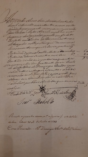 Manuscrito Interessante com bonita assinatura