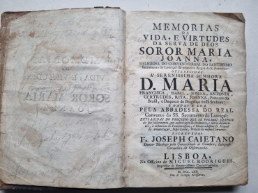 MEMORIAS DA VIDA, E VIRTUDES DA SERVA DE DEOS SOROR MARIA JOANNA