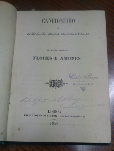 CANCIONEIRO DE JOÃO DE LEMOS . FLORES E AMORES