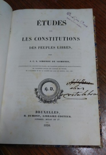 ETUDES SUR LES CONSTITUTIONS DES PLEUPLES LIBRES