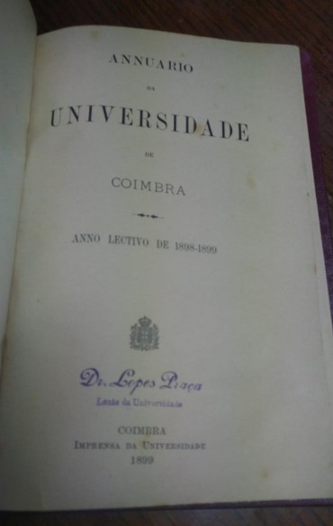 ANNUARIO DA UNIVERSIDADE DE COIMBRA - Anno Lectivo de 1898-1899