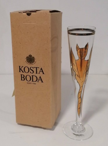 Flute de champanhe - Ulrica Hydman-Vallien – Glass from Kosta Boda Ulrica Hydman-Vallien (1938–2018)