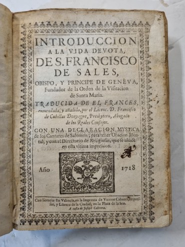 INTRODUCCION A LA VIDA DEVOTA DE S. FRANCISCO DE SALES – 1718