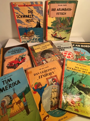 Nove livros do Tintin em Alemão anos 70/80