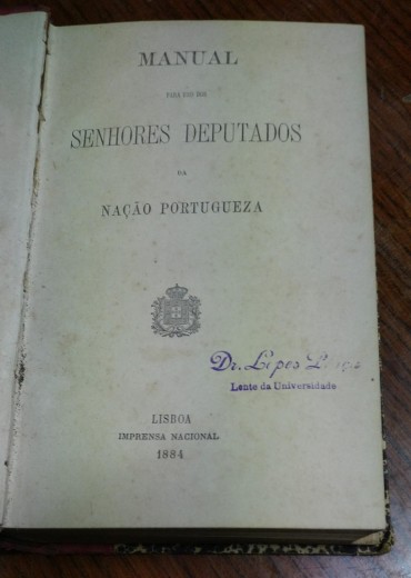 MANUAL PARA USO DOS DEPUTADOS DA NAÇÃO PORTUGUEZA