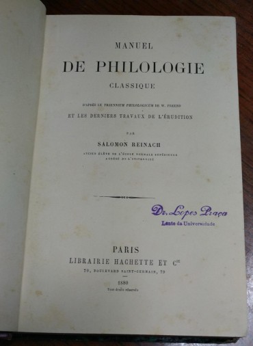 MANUEL DE PHILOLOGIE CLASSIQUE