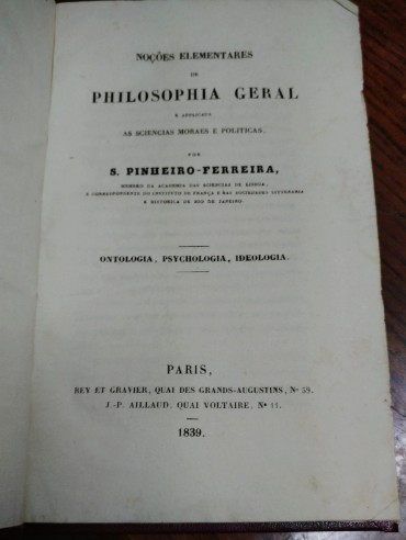 NOÇÕES ELEMENTARES DE PHILOSOPHIA GERAL