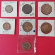 Lote de 7 moedas: D. Luis XX Reis 1883, D. Carlos 20 Reis: 1891(x2), 1892; 4 centavos 1917 e 1919; 5 centavos 1921