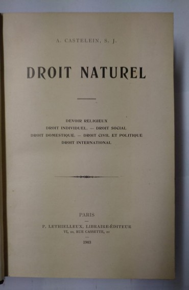 DROIT NATUREL - 2 TOMOS