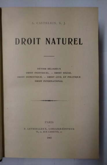 DROIT NATUREL - 2 TOMOS