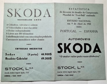 AUTOMÓVEIS SKODA 1950