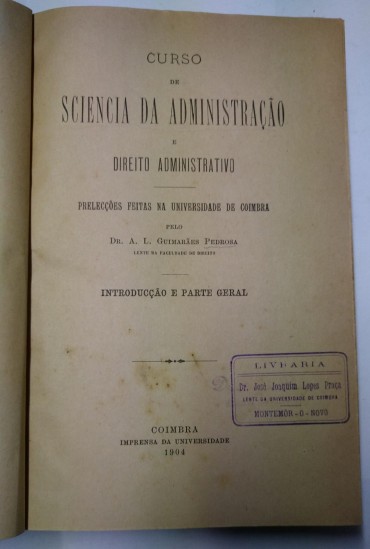 CURSO DE SCIENCIA DA ADMINISTRAÇÃO E DIREITO ADMINISTRATIVO
