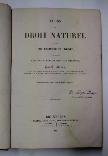 COURS DE DROIT NATUREL OU DE PHILOSOPHIE DU DROIT