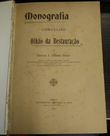 MONOGRAFIA DO CONCELHO DE OLHÃO DA RESTAURAÇÃO