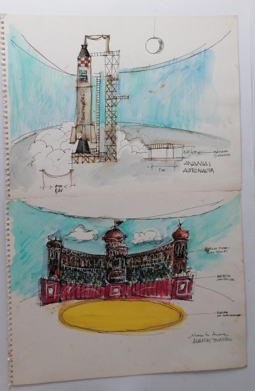 Lote de desenhos de cenário - António Casimiro 