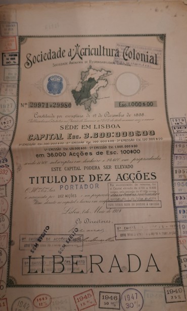 Conjunto de Cinco Três(3) Títulos de Acções 